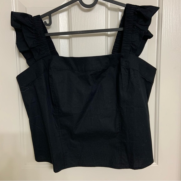 Torrid LoveSick Tops - Torrid Lovesick Black Crop Top Ruffle Straps Elastic Back 0X New